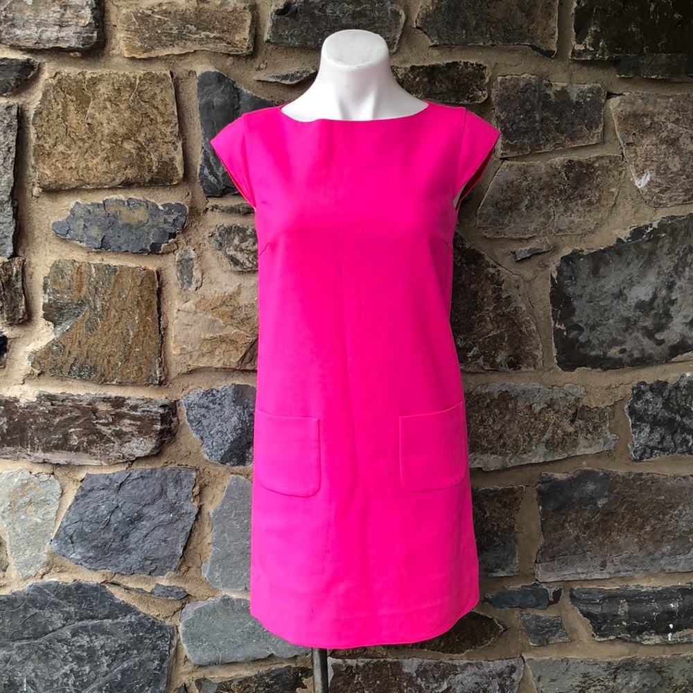 Kate Spade Hot Pink Shift Dress | Size 0| Sleeveless Pocket Mini Dress